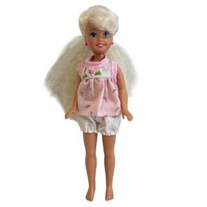 Vintage Barbie Mattel Blonde Hair Blue Eyes Doll Floral Pajamas Toy Collectible‎
